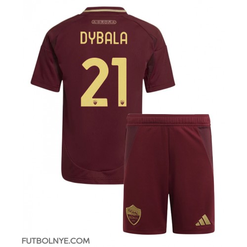 Camiseta AS Roma Paulo Dybala #21 Primera Equipación para niños 2024-25 manga corta (+ pantalones cortos)